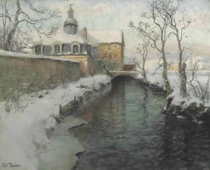 City wall with river during winter